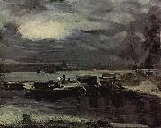 John Constable Boats on the Stour, Dedham Church in the background oil on canvas